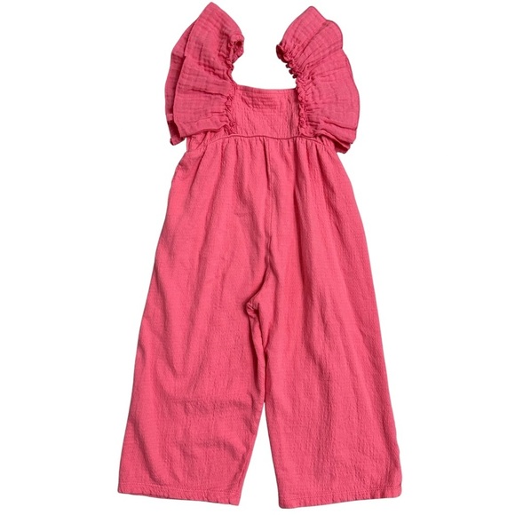 Zara Girls Long Pink Jumpsuit SZ 4-5 Feminine Ruffles Summer Wear Casual READ - Picture 5 of 6